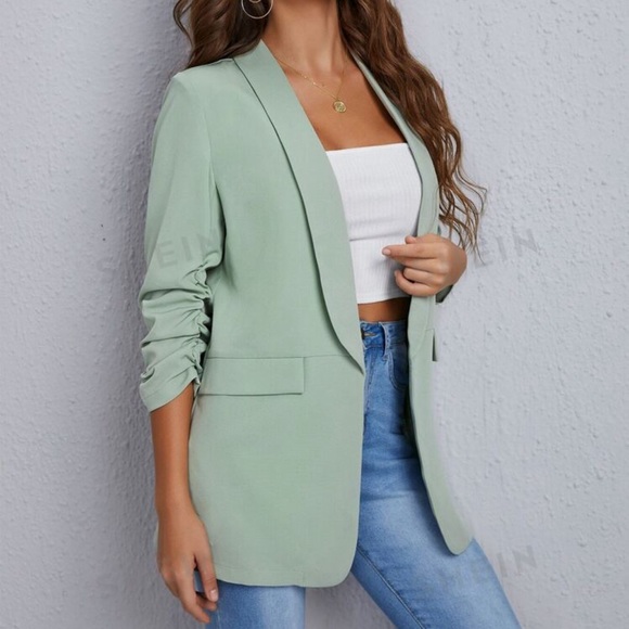 Synched sleeve mint green blazer - Picture 3 of 3